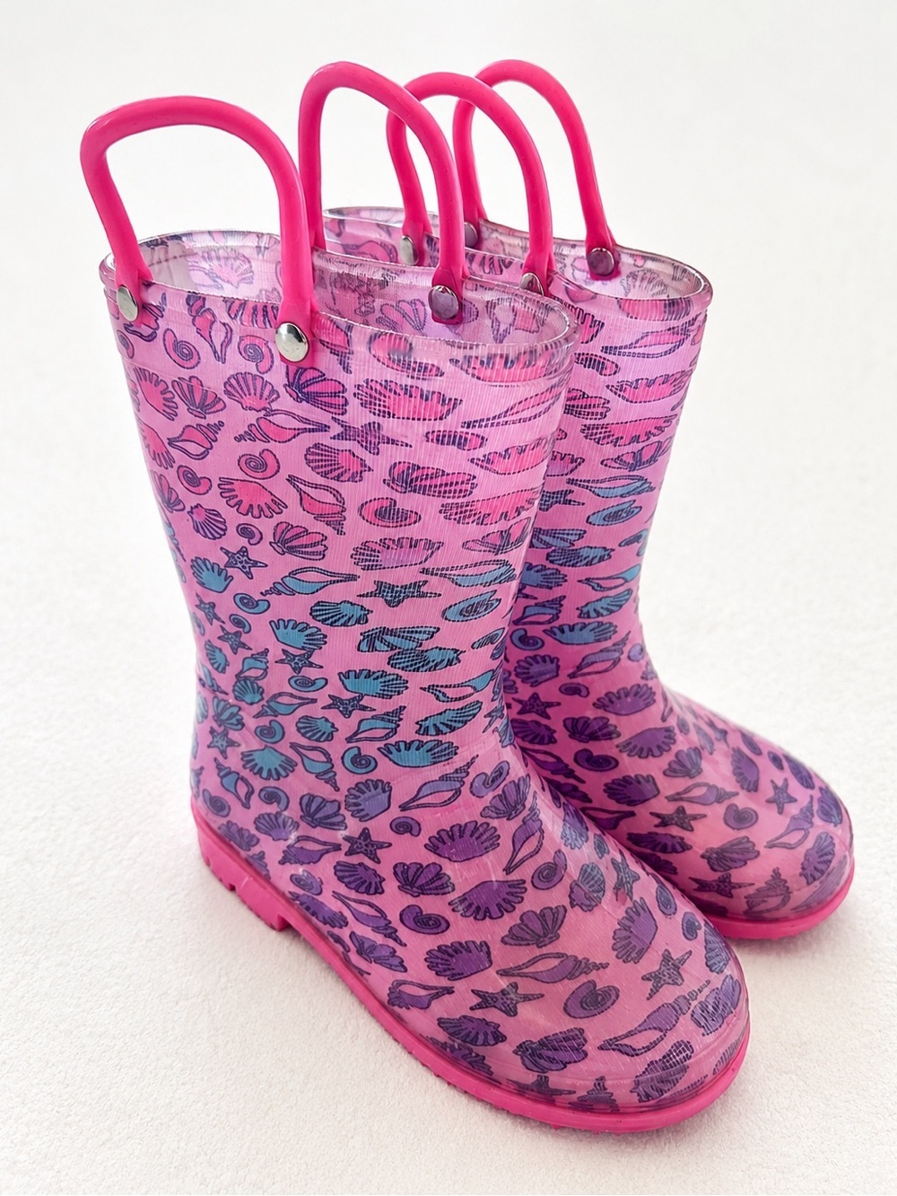 Capelli New York Ombre Seashell Print Rain Boots Toddler Girls Size 10 Pink Blue